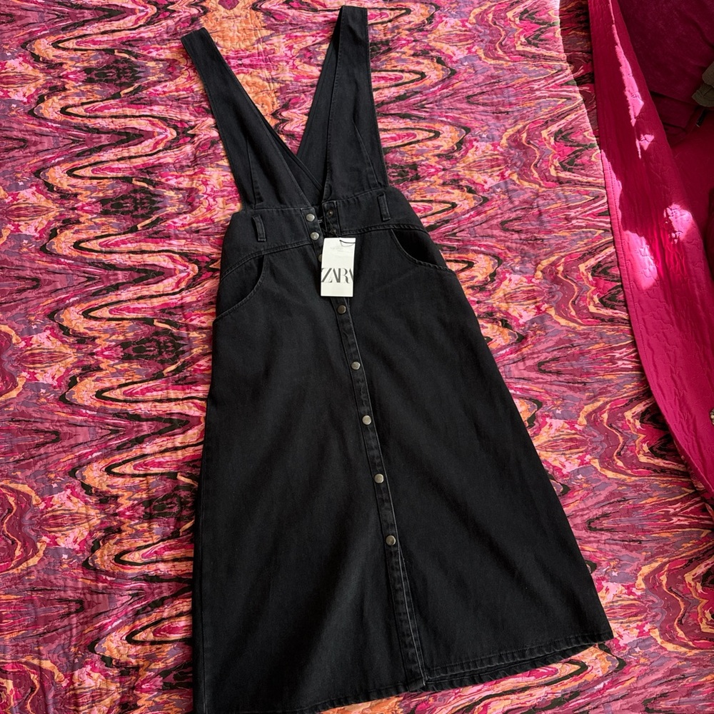 Zara Women's Black Denim Dress